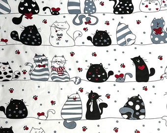 Tissu coton tissu enfant chats largeur 160 cm à partir de 50 cm