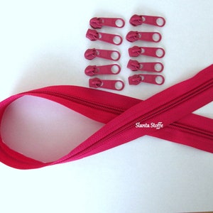 2 m Endless zipper 5 mm dark pink+6 zipper