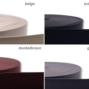 1m Gurtband uni 40mm 4 Farben