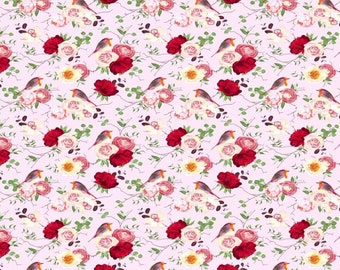 Tissu en coton tissu enfant oiseaux rose largeur 160 cm à partir de 50 cm