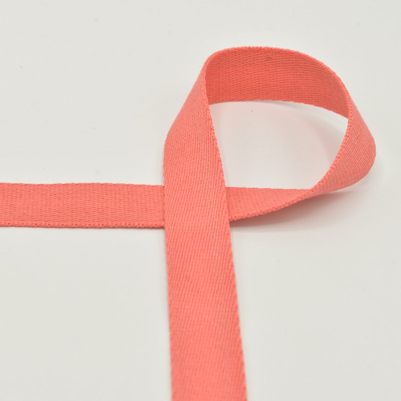 Webbing 25 mm cotton bag strap plain Koralle