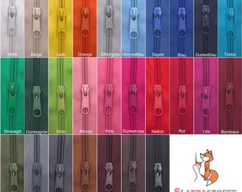 5m Reißverschluss endlos, Spirale 5mm + 10 Schieber/Zipper 27 Farben, Meterware