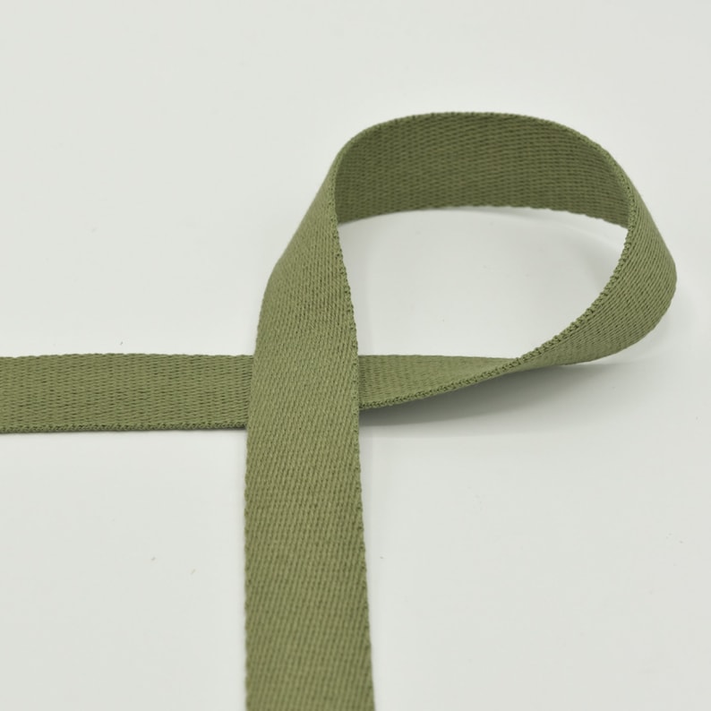 Webbing 25 mm cotton bag strap plain Khaki