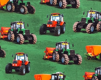 Jersey fabric children's fabric digital print tractor from 50 cm