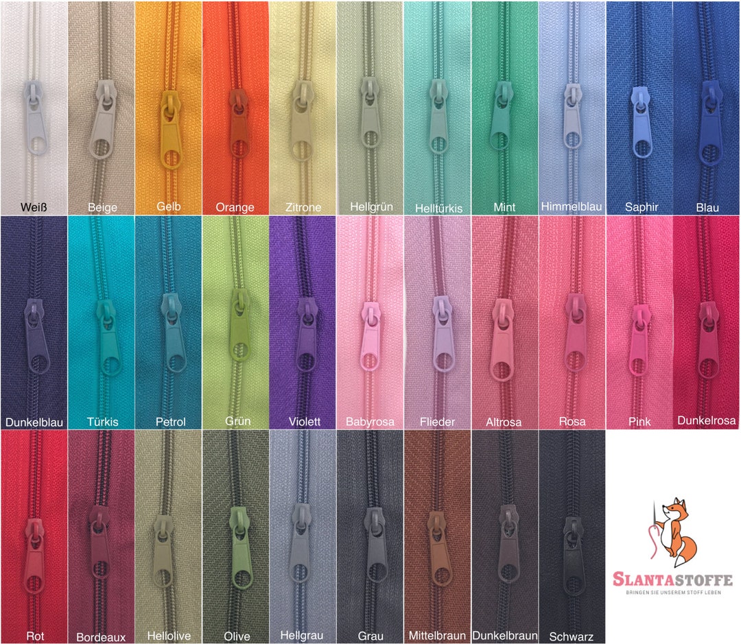 20 M Endless Zipper 3 Mm 50 Slider 33 Colors Etsy