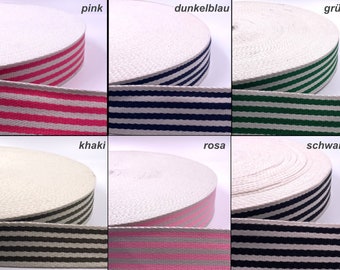 Webbing 40 mm Cotton Pocket Strap Stripe MINI 6 Colors