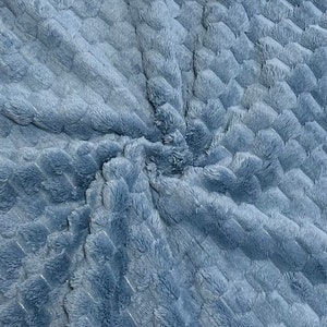 Restanti 0,67 m di finta pelliccia a nido d'ape 3D di peluche tenero e morbido blu