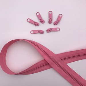 2 m Endless zipper 5 mm old pink+ 6 zippers