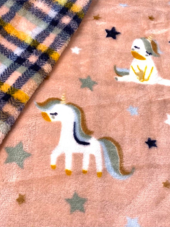 Fleecestoff Teddy Einhorn rosa beidseitig Breite 150 cm ab 50cm