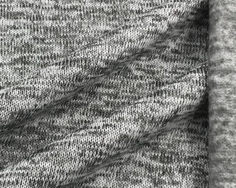 Strickstoff Strickfleece Stoff  meliert grau