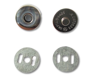 5 x boutons magnétiques 18 mm, fermoir magnétique argent