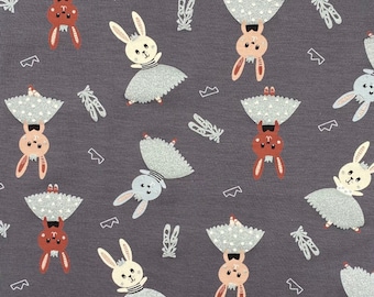 Jersey Stoff Kinderstoff Hase Glitzer