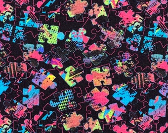 Sweat French Terry children's fabric digital print puzzle