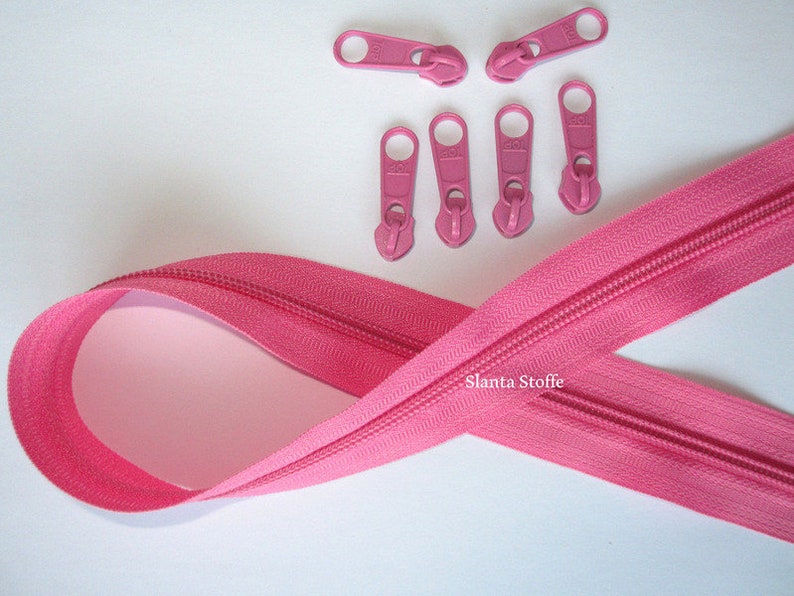 2m Endlos Reißverschluss 5mm pink 6 Zipper Bild 1