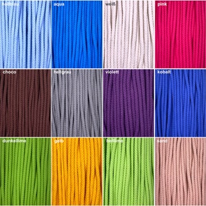 Cotton cord 8 mm round cord gym bag rope 17 colors