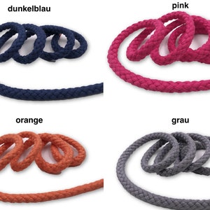 Cord cotton 8 mm round braided cord 1 m, 3 m *4 colors*