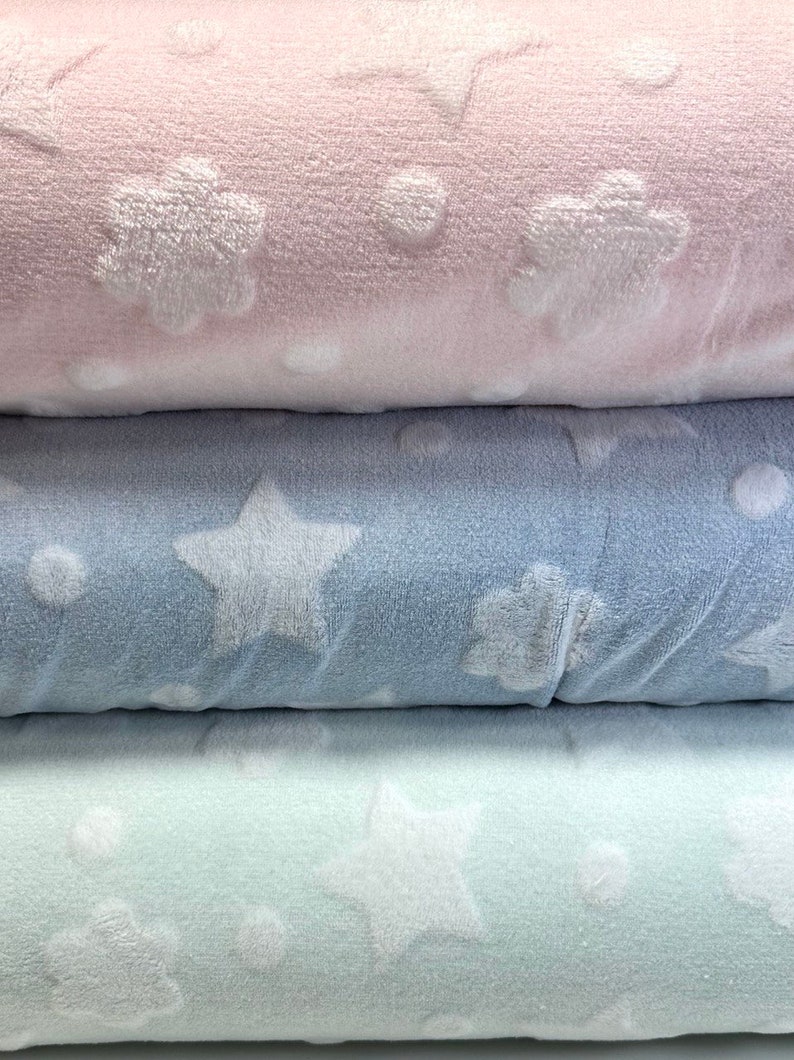 Fleece fabric baby fleece stars light blue image 2