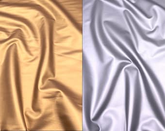 Tissu imitation cuir cuir artificiel stretch doré argent à partir de 50 cm
