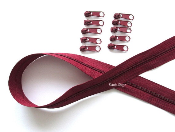 2m Endlosreissverschluss 3mm Bordeaux 10 Zipper Etsy