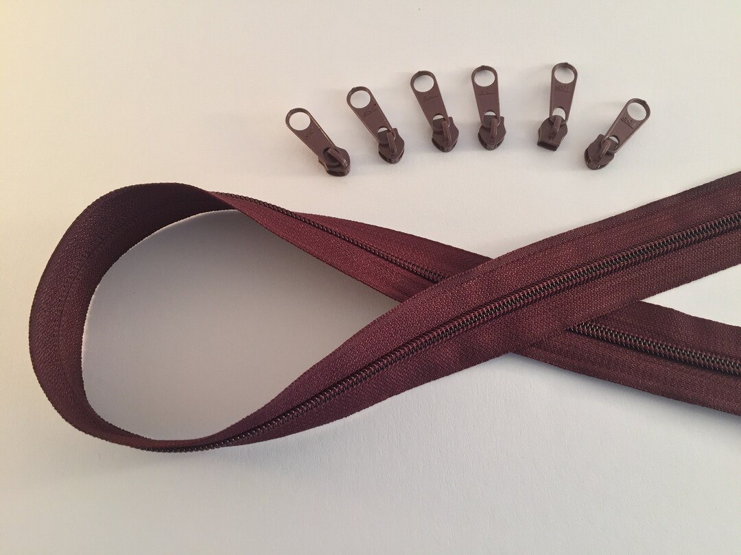 2 M Endless Zipper 5 Mm Plum 6 Zippers Etsy