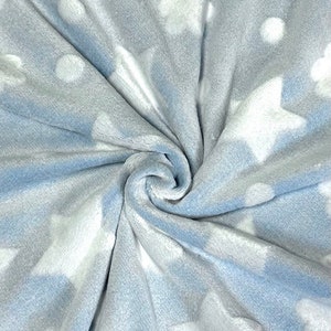 Fleece fabric baby fleece stars light blue image 1