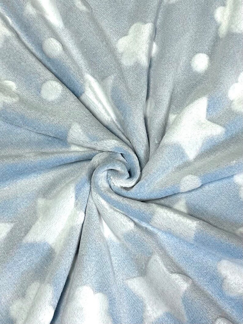 Fleece fabric baby fleece stars light blue image 1