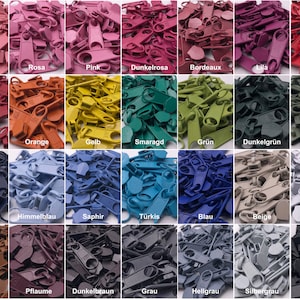 Zipper sliders 5 mm 20 pieces 28 colors