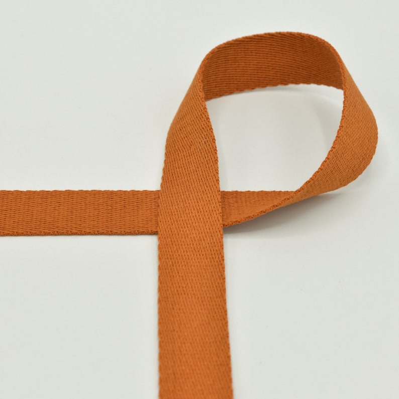 Webbing 25 mm cotton bag strap plain Cognac