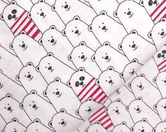 Reste 0,78 m de tissu jersey simple pour enfants panda blanc/rouge