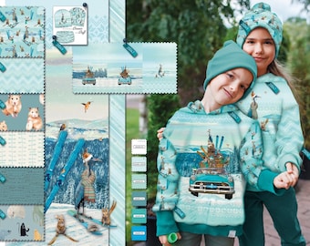 Panel Stenzo French Terry Fabric Beani/Scarf Digital Print