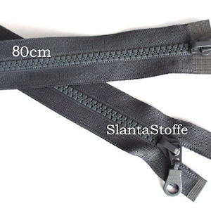 2-way zipper 80 cm grey divisible