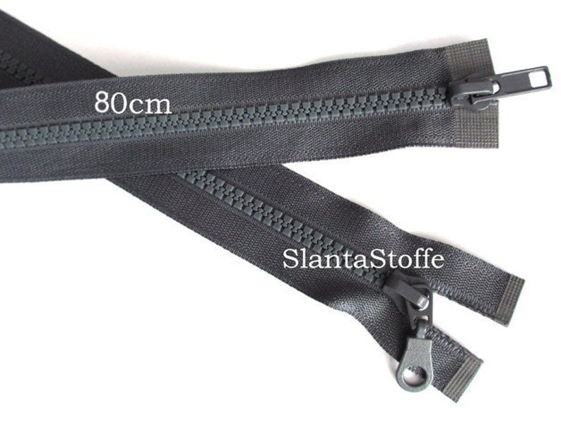 2-way zipper 80 cm grey divisible