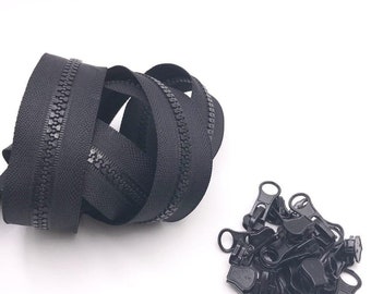 5m Endlos Profil Reißverschluss 5mm schwarz  + 10Zipper