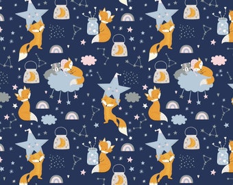 Cotton children's fabric foxes width 160 cm from 50 cm