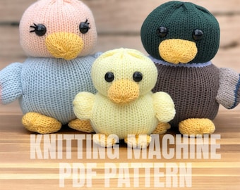 Duck Family - Circular Knitting machine pdf pattern - Sentro Addi Express