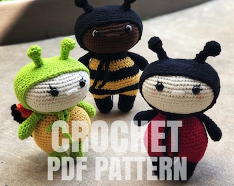 Patrón combinado de mariposa y abeja de ganchillo: paquete de patrones de ganchillo en PDF, tutorial de amigurumi de juguete