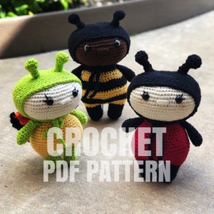 Crochet Ladybug Butterfly & Bee Pattern Combo - Crochet PDF Pattern Pack toy amigurumi tutorial