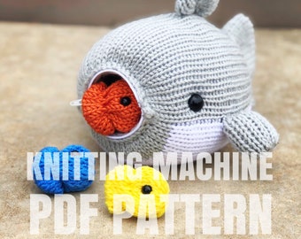 Shark and Goldfish Snacks - Circular Knitting machine pdf pattern - Sentro Addi Express