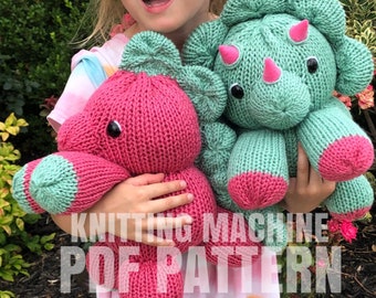 Triceratops & Stegosaurus dinosaur - Circular Knitting machine pdf pattern - Sentro Addi Express