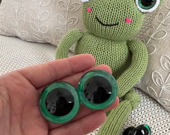 3 x pairs - 35mm green EXTRA LARGE sinker safety eyes - for frog pattern