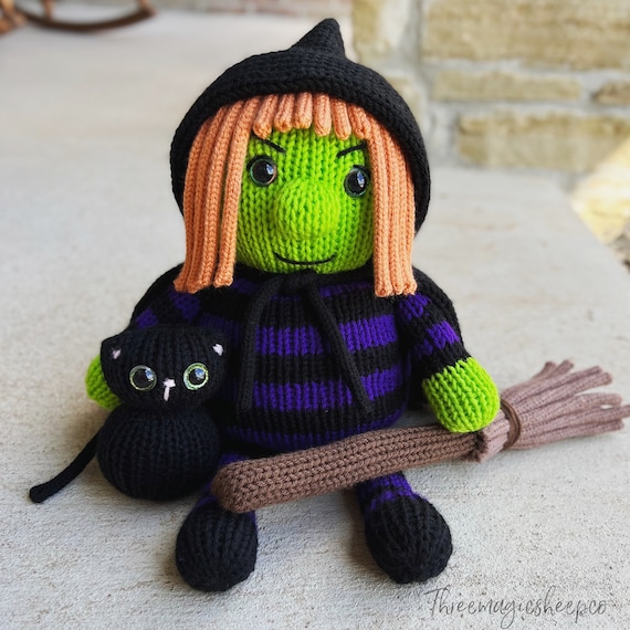 Witch, Broomstick, and Black Cat Circular Knitting Machine Pdf Pattern  Sentro Addi Express 