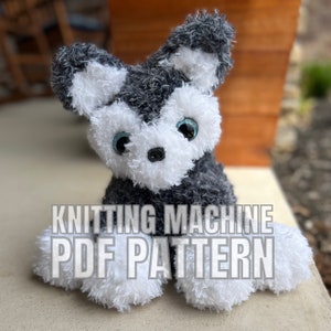 Husky Puppy dog - Circular Knitting machine pdf pattern - Sentro Addi Express