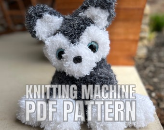 Husky Puppy dog - Circular Knitting machine pdf pattern - Sentro Addi Express