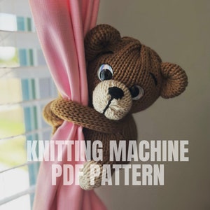Teddybeer Gordijnband terug Rondbreimachine pdf-patroon Sentro Addi Express