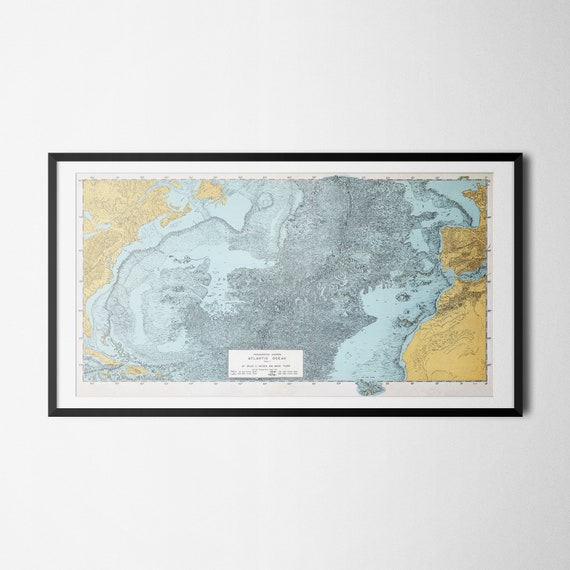Marie Tharp Atlantic Ocean Map Vintage Print Reproduction Etsy