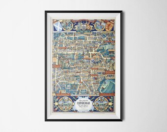 Edinburgh (Scotland) Map Art Print - Antique Wall Art Poster - Wall Decor - Home Decor
