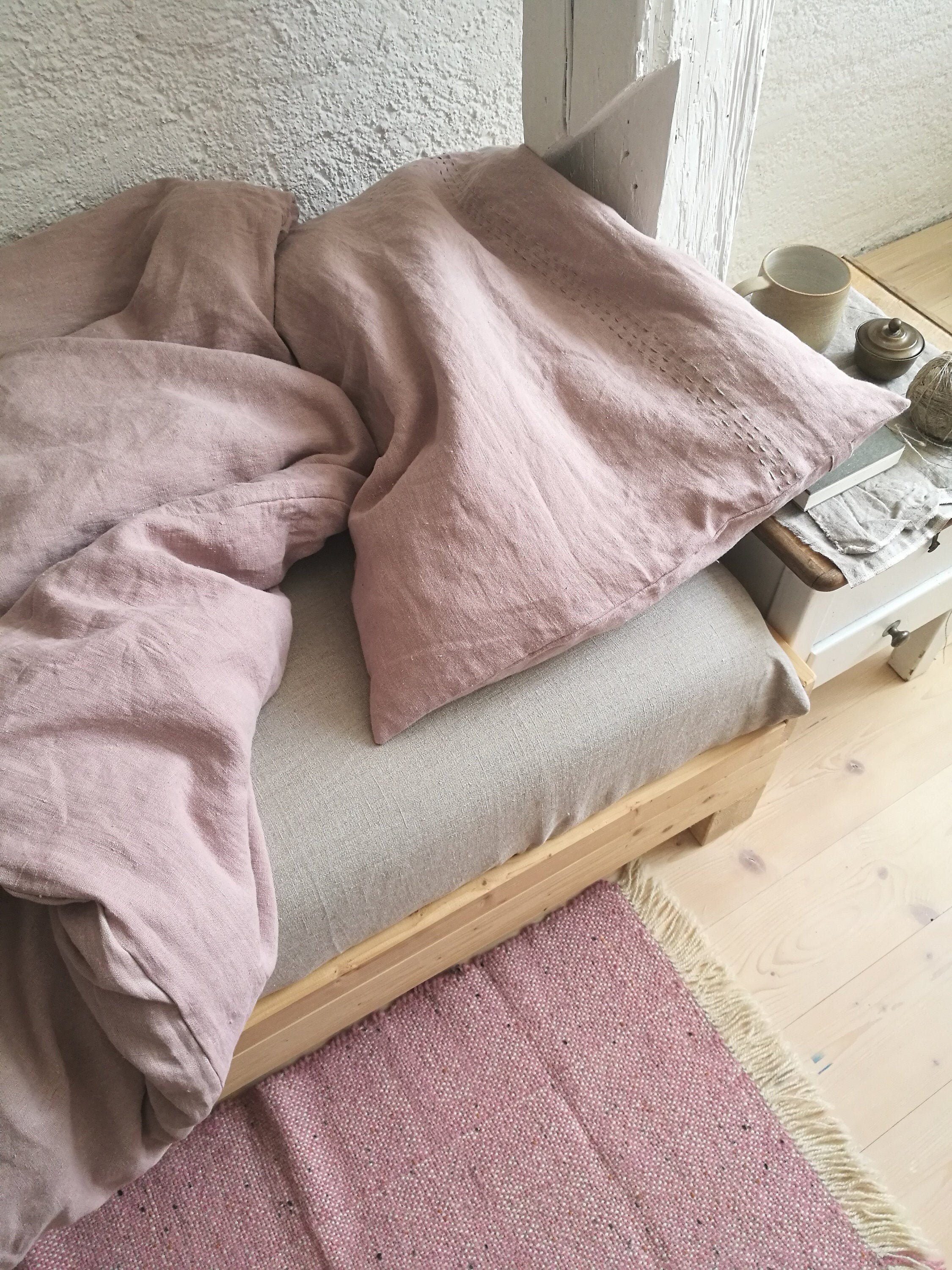 Pink Linen Bedding Home Dyed Linen Bedding In Pale Pink Etsy