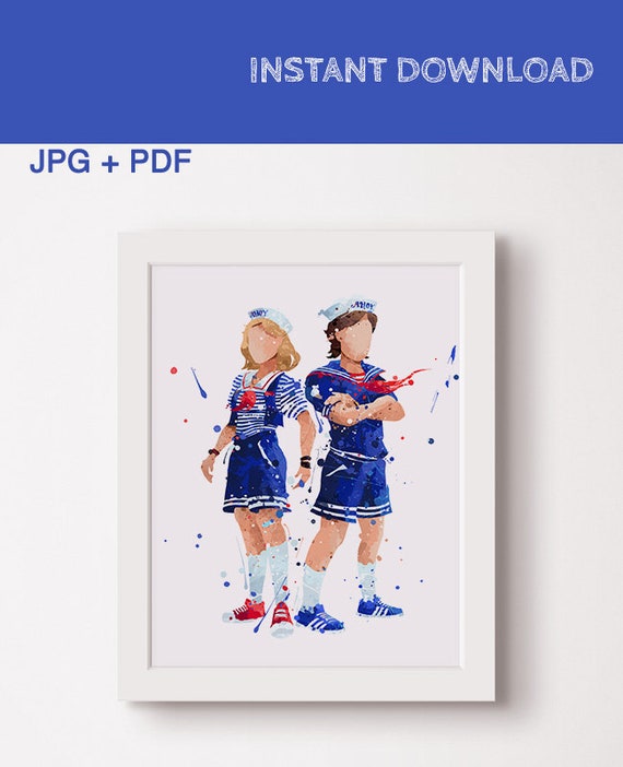 Stranger things 3 Steve Robin Eleven 11 Watercolor poster Print Printable Stranger things art character Instant download Decor Idea Wall Art Il_570xn