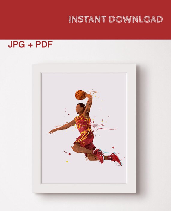 Iowa state Cyclones Basketball watercolor printable poster Cyclones player Basketball Gift idea University Iowa state Art print Wall decor Il_570xn