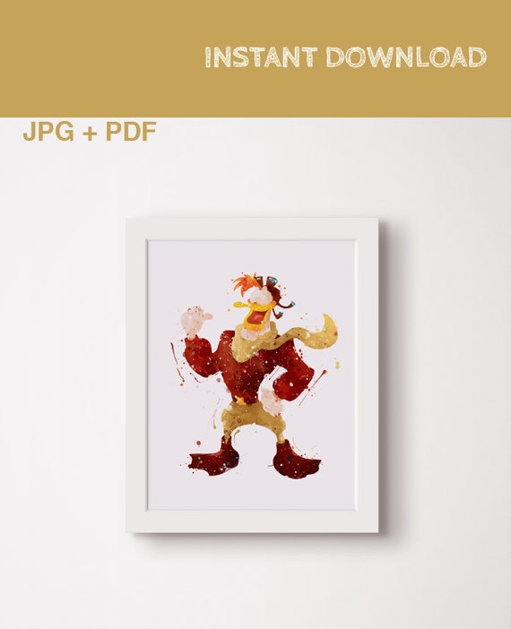 Launchpad poster Ducktales poster Duck tales print Launchpad print art Disney Wall disney decor Launchpad watercolor print Disney gift Il_570xn
